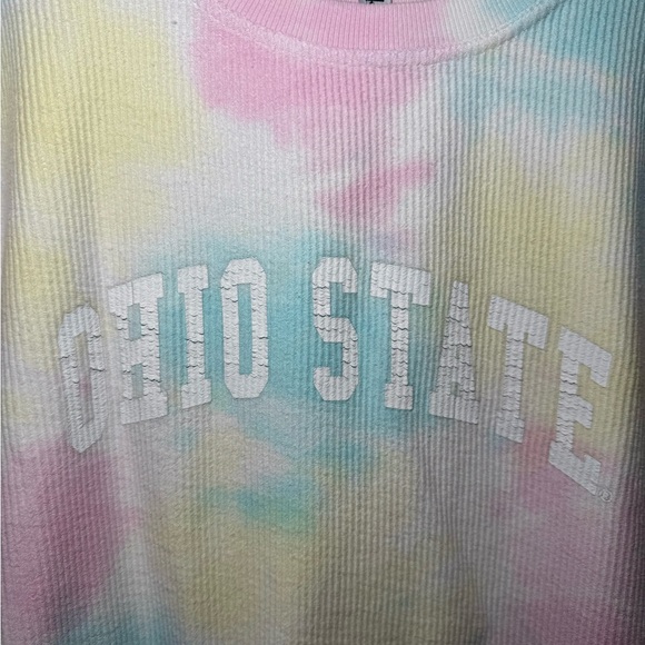 The Original Large corded Crew OHIO State Buckeyes in Rainbow Tie-Dye - Picture 5 of 9